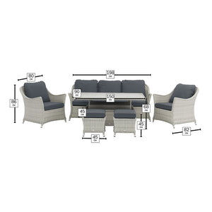 Bramblecrest Wentworth Garden Lounge Set with Dual Height Table in Pewter Rattan image 6