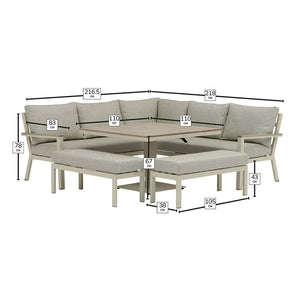 Bramblecrest Zurich Corner Sofa Modular Set in Mocha with Height Adjustable Square Table image 7