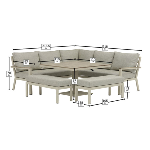 Bramblecrest Zurich Corner Sofa Modular Set in Mocha with Height Adjustable Square Table image 7