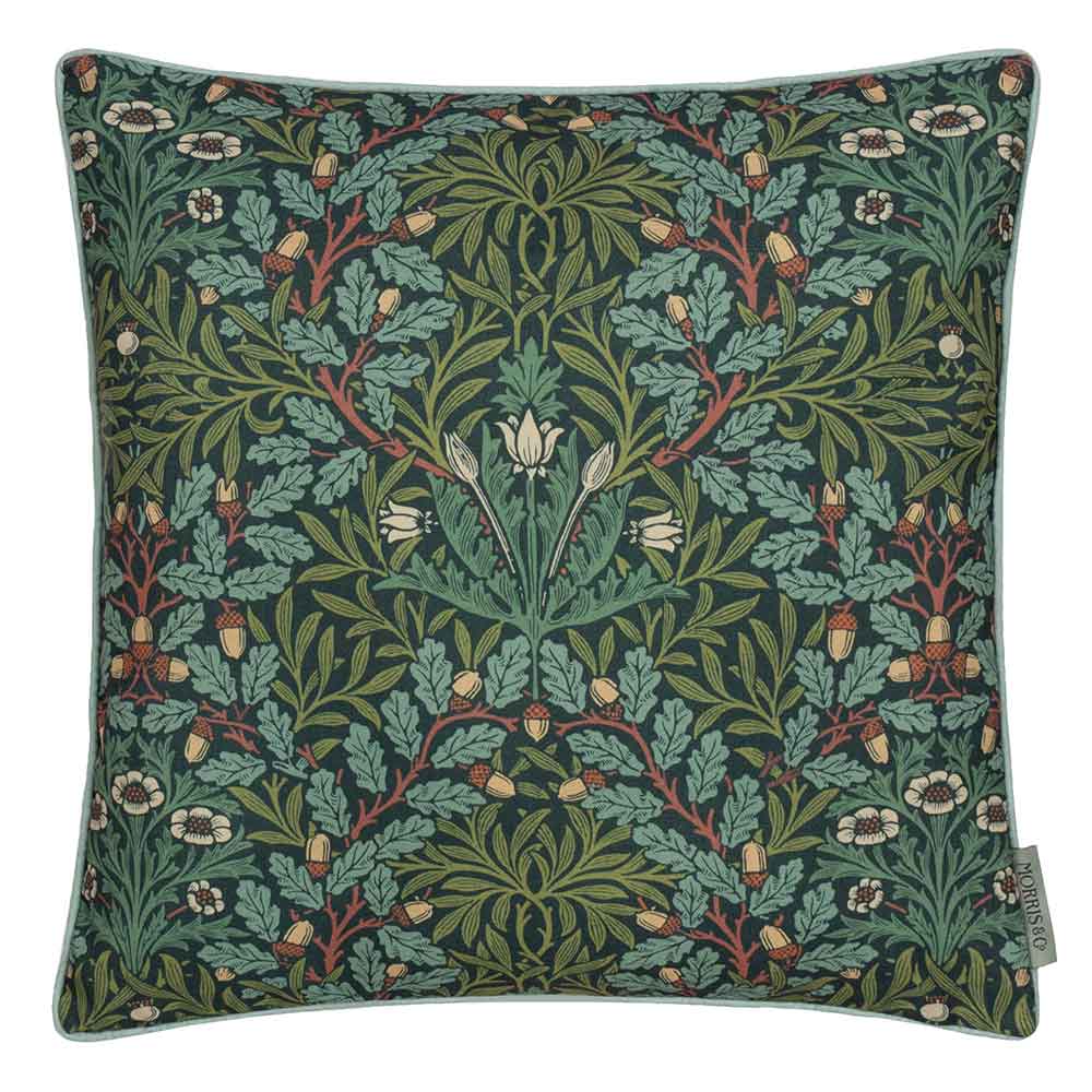 Morris & Co Multi Acorn Piped Outdoor Cushion, 45 x 45cm - Thyme / Forest image 0