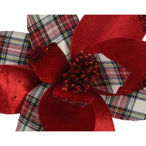 Everlands Red Tartan Poinsettia Clip (Assorted Designs) image 2