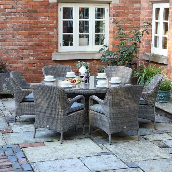 Supremo Verona 6 Seat Dining Set with 140cm Round Table, 3m Parasol & Base image 4