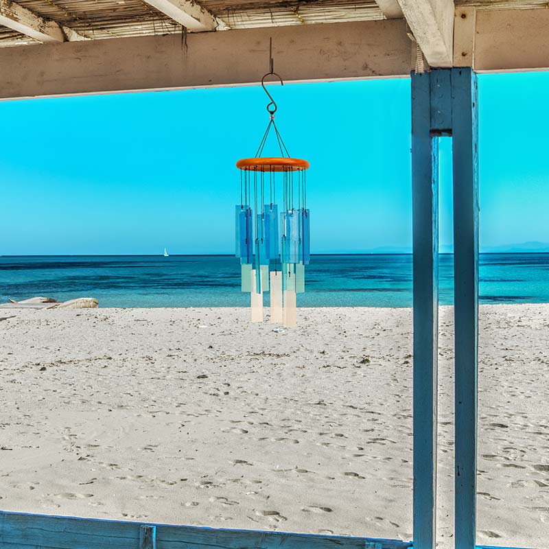 Symphony Beach Glass Wind Chime in Nautical Colours , size 61cm image 0