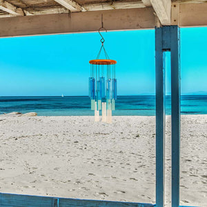 Symphony Beach Glass Wind Chime in Nautical Colours , size 61cm image 0