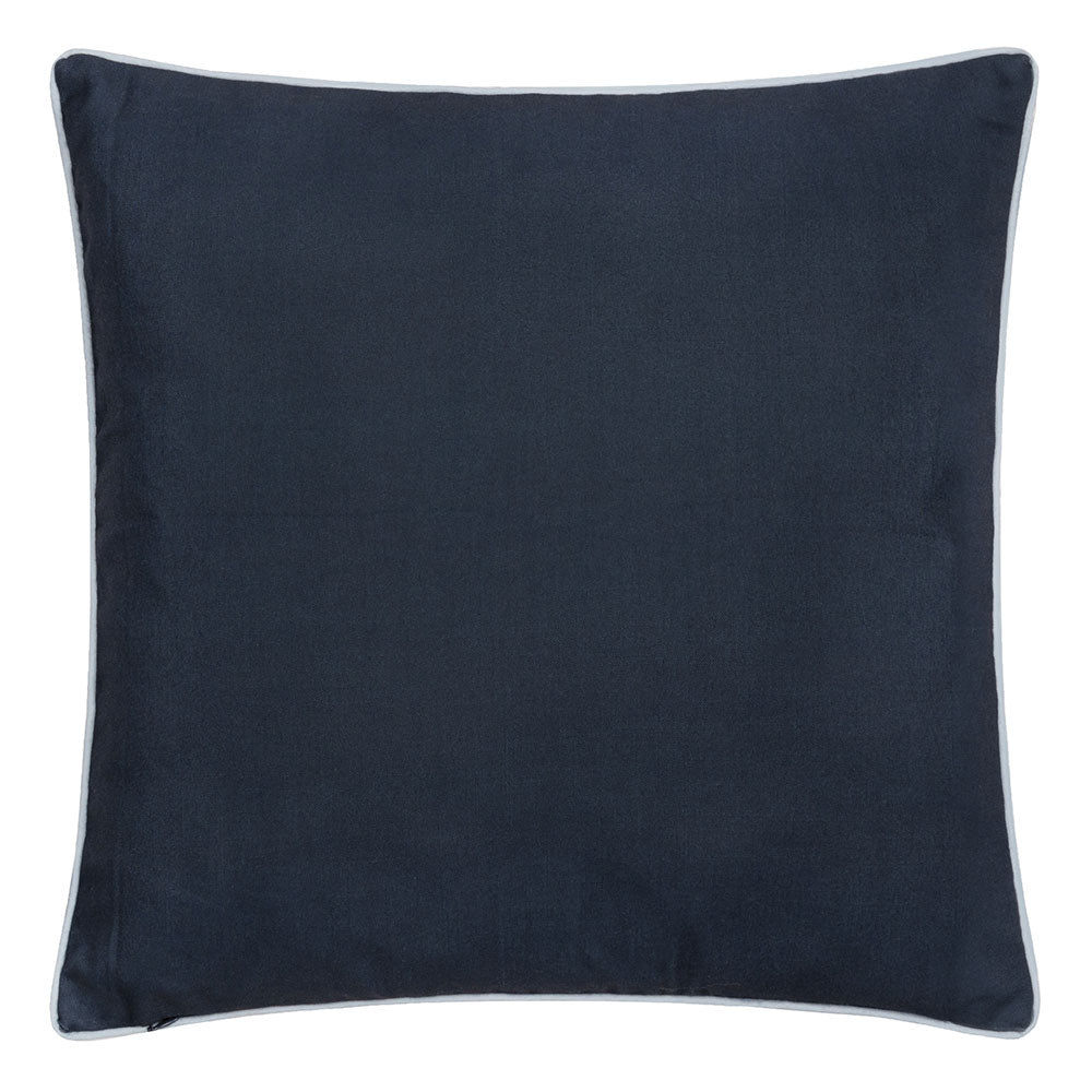 Morris & Co Strawberry Thief Piped Outdoor Cushion, 50 x 50cm - Indigo image 0