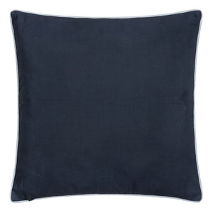 Morris & Co Strawberry Thief Piped Outdoor Cushion, 50 x 50cm - Indigo image 1