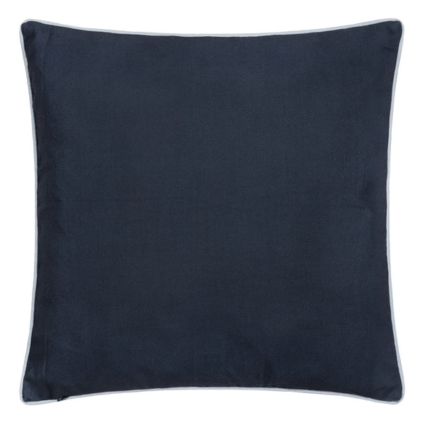 Morris & Co Strawberry Thief Piped Outdoor Cushion, 50 x 50cm - Indigo image 1
