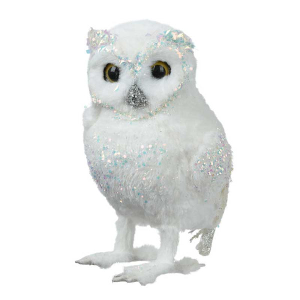 Decoris White Owl with Iridescent Glitter image 0