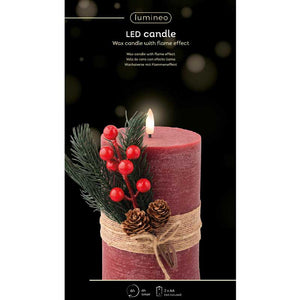 Lumineo Red Wax LED Candle with Accent image 3