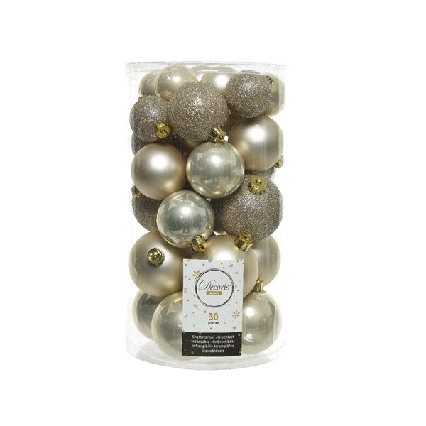 Decoris Shatterproof Baubles in Pearl (Pack of 30) image 0