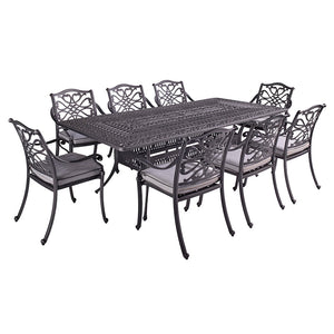 Hartman Capri 8 Seat Patio Dining Set in Antique Grey with Rectangular Table, Parasol & Base image 7