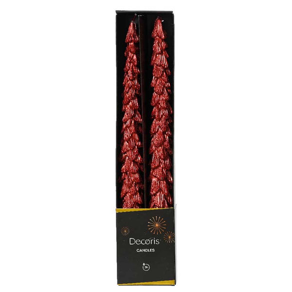 Decoris Red Tree Dinner Candles (Pack of 2) image 1