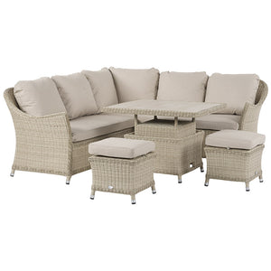 Bramblecrest Monterey Mini Corner Sofa Set in Sandstone Rattan with Dual Height Table image 5