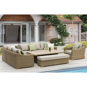 Bramblecrest Fairford L-Shaped Modular Sofa Set in Walnut Rattan with Piston Adjustable Table, Bench &amp; Sofa Chair image 6