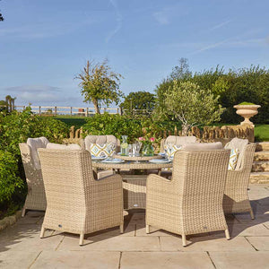 Bramblecrest Somerford Rattan 6 Seat Round Dining Set with Lazy Susan, Parasol &amp; Base image 2