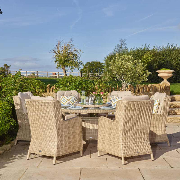 Bramblecrest Somerford Rattan 6 Seat Round Dining Set with Lazy Susan, Parasol &amp; Base image 2