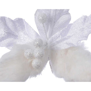Everlands Winter White Poinsettia Clip (Assorted Designs) image 1