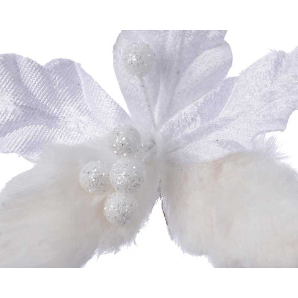 Everlands Winter White Poinsettia Clip (Assorted Designs) image 1
