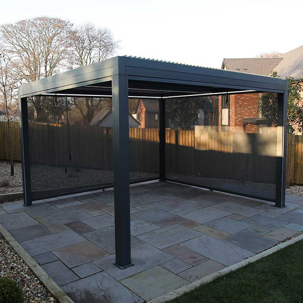 Supremo Belfort Grey Rectangular Pergola with Curtains & LEDs (4m x 3m) image 1