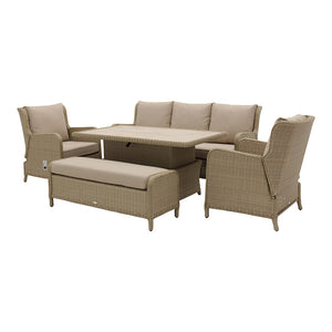 Bramblecrest Chedworth Sandstone Reclining 7-Seat Lounge Set with Height Adjustable Table image 7