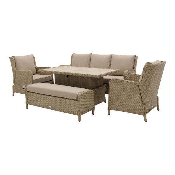 Bramblecrest Chedworth Sandstone Reclining 7-Seat Lounge Set with Height Adjustable Table image 7
