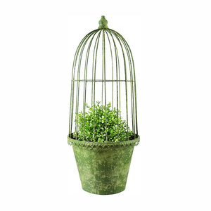 Fallen Fruits Aged Metal Green Flower Pot with Cloche image 3