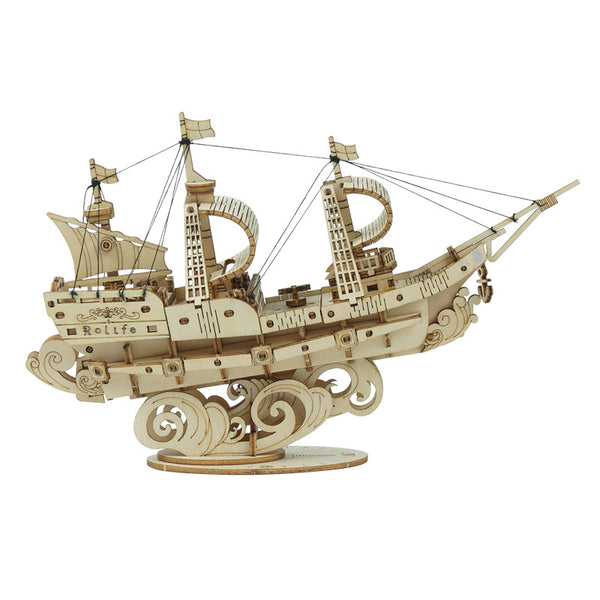 Robotime Sailing Ship DIY Wooden 3D Puzzle image 2