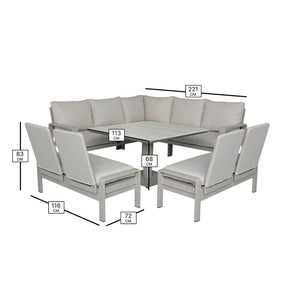 Bramblecrest Prague Corner Sofa Set with Square Height-Adjustable Table (Seats 8) image 14