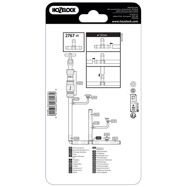 Hozelock 13mm T Pieces (Pack of 5) image 1