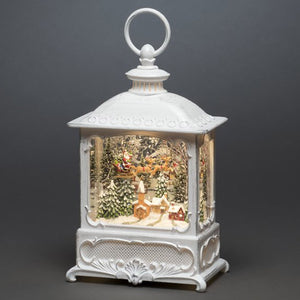 Konstsmide LED Small White Water Lantern with Santa Over Village image 2