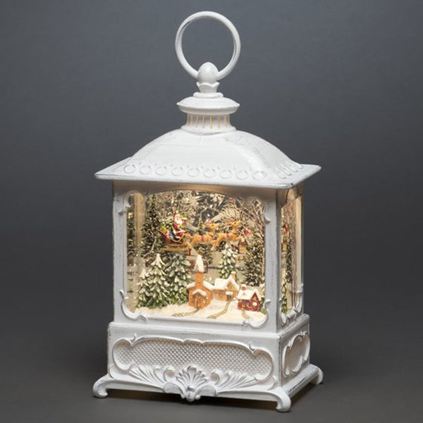 Konstsmide LED Small White Water Lantern with Santa Over Village image 2