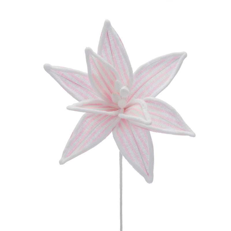Festive Pink &amp; White Stripe Poinsettia (40cm) image 0