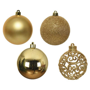 Decoris Shatterproof Bauble Mix in Light Gold (Pack of 16) image 1