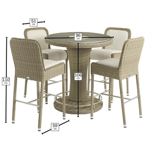 Bramblecrest Monte Carlo Garden Bar Set with Round Table & 4 Bar Chairs image 11