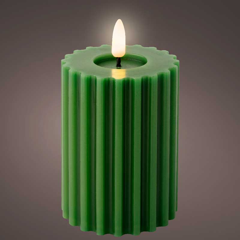 Lumineo Green Wax LED Carved Candle image 0