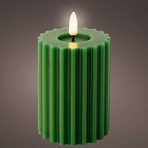 Lumineo Green Wax LED Carved Candle image 1