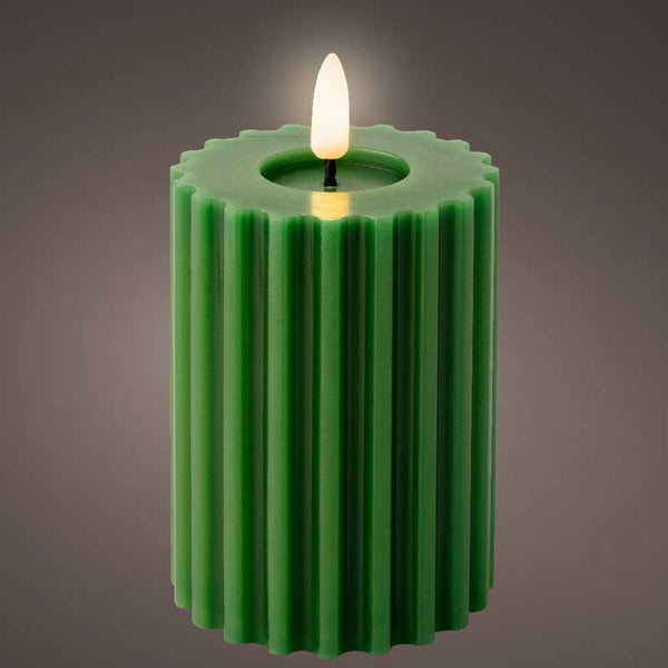 Lumineo Green Wax LED Carved Candle image 1