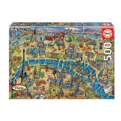 University Games Educa Borras Paris City Map 500 Piece Jigsaw Puzzle image 0