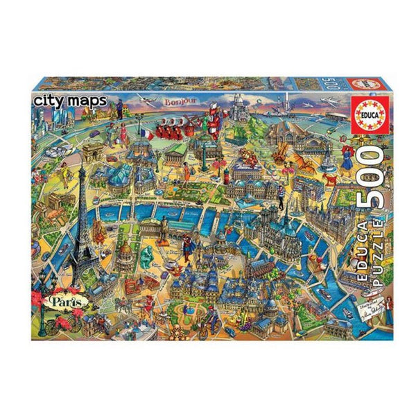 University Games Educa Borras Paris City Map 500 Piece Jigsaw Puzzle image 0