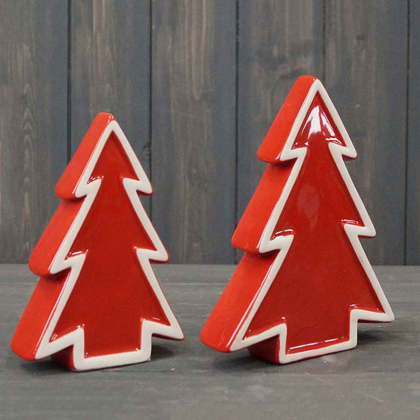 Satchville Red Ceramic Tree with White Edging image 0
