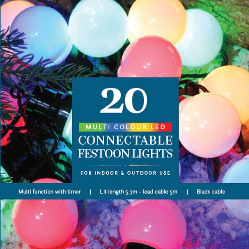 NOMA 20 Connectable LED Festoon Lights - Multi-Coloured image 0