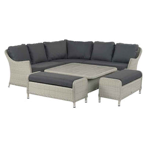 Bramblecrest Monterey Curved Corner Sofa Set in Dove Grey with Square Dual Height Table &amp; 2 Benches image 3