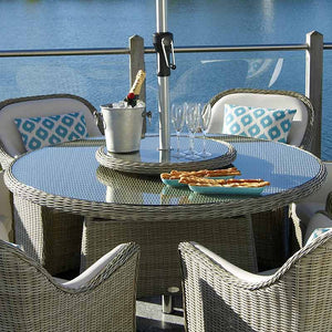 Bramblecrest Monte Carlo 6 Seat Garden Dining Set with Round Table, Parasol & Base image 1