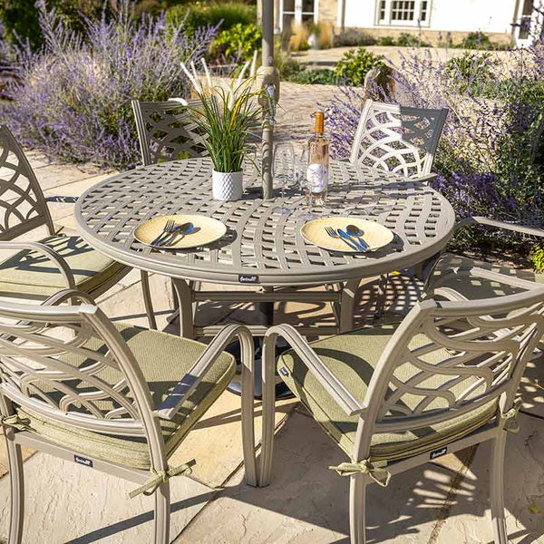 Hartman Buxton 6 Seat Round Dining Set, with 2.5m Parasol &amp; Base image 3