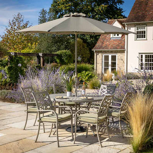 Hartman Buxton 6 Seat Round Dining Set, with 2.5m Parasol &amp; Base image 0
