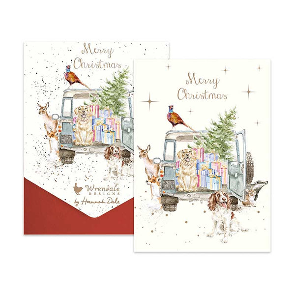 Wrendale Designs Notecard Pack - Driving Home For Christmas (Pack of 8) image 0