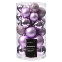 Decoris Shatterproof Baubles in Lilac Breeze (Pack of 30) image 0