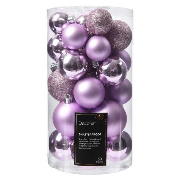Decoris Shatterproof Baubles in Lilac Breeze (Pack of 30) image 0