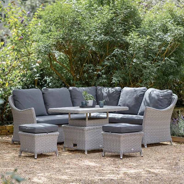 Bramblecrest Wentworth Rattan Mini Corner Sofa Set with Dual Height Table in Pewter image 4
