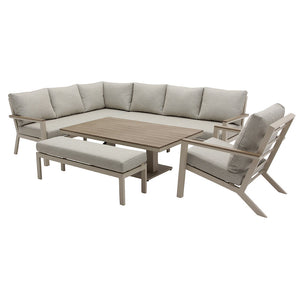 Bramblecrest Zurich L-Shape Sofa Set in Mocha with Rectangular Adjustable Table (Long Right) image 7